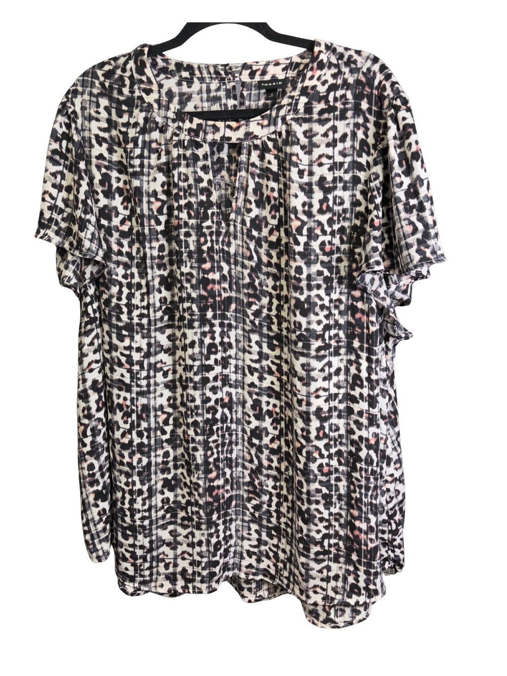 torrid Leopard Print Blouse in Black, White & Pink plus sz 4